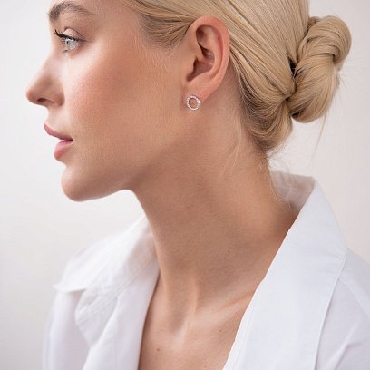 Срібні сережки "Кругообіг" з фіанітами OR116150 №6