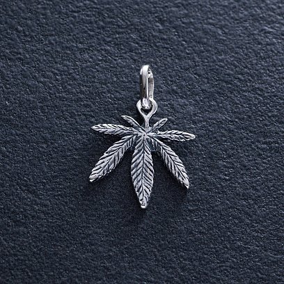 Серебряная подвеска "Листик конопли" 13389 №2