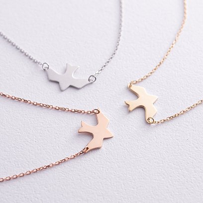 Колье "Ласточка" в красном золоте кол02363 №4