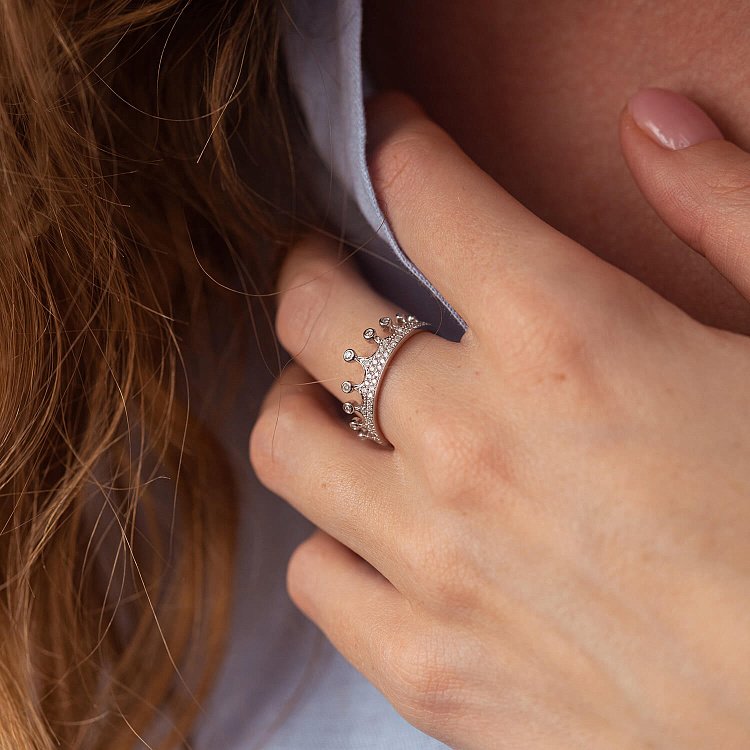 Золотое кольцо "Корона" с бриллиантами MR86479ca от ювелирного магазина Оникс - 5