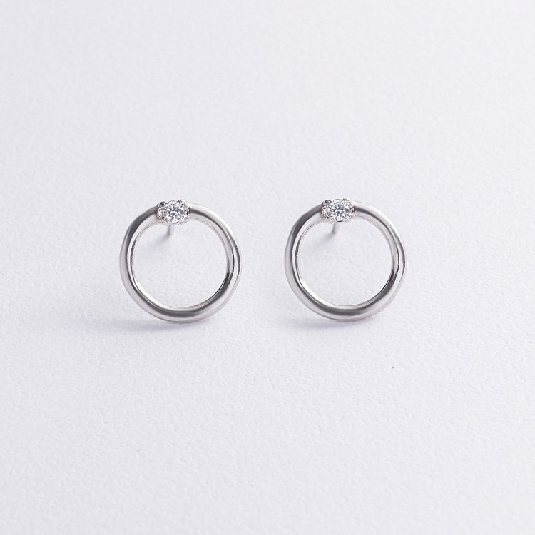 Срібні сережки - пусети "Удача" (фіаніти) 122749 від ювелірного магазину Онікс