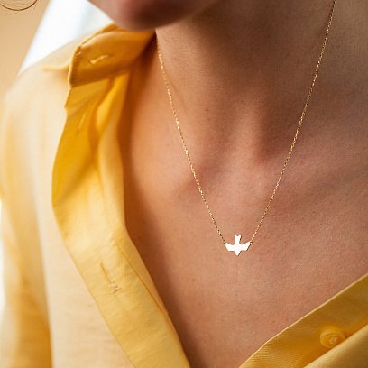 Колье "Ласточка" в желтом золоте кол02364 №11