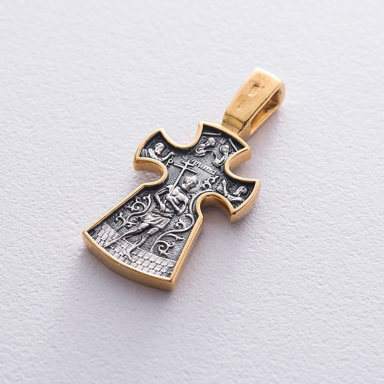 Серебряный православный крест "Распятие. Благоразумный разбойник" 132399 от ювелирного магазина Оникс - 1