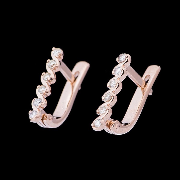 Золоті сережки з діамантами е0905к від ювелірного магазину Онікс