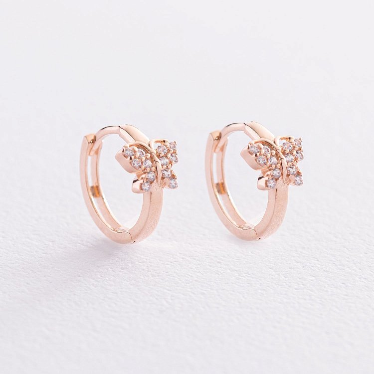 Золотые серьги "Бабочки" с фианитами с07433 от ювелирного магазина Оникс