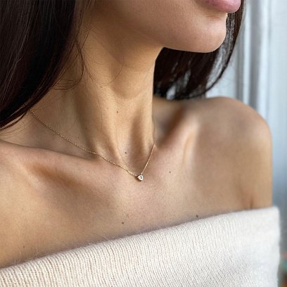 Золотое колье "Сердечко с фианитом" кол01624 №2