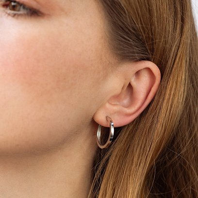 Серьги - кольца в белом золоте с08763 №2