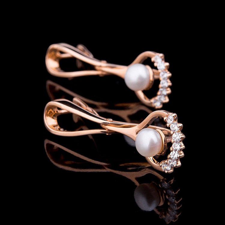 Золоті сережки з перлами с01527 від ювелірного магазину Онікс - 1