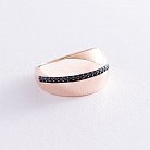 Золото кольцо с черными фианитами к06571 от ювелирного магазина Оникс