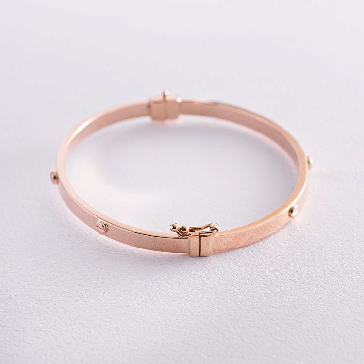 Жорсткий браслет "Love" з червоного золота (фіаніт) б04739 від ювелірного магазину Онікс - 2