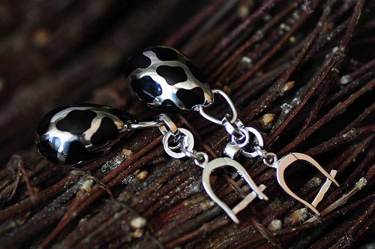 Сережки (емаль, фіаніт) 121143 від ювелірного магазину Онікс - 3