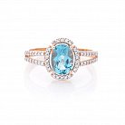 Золотое кольцо с голубым топазом и фианитами к04645 от ювелирного магазина Оникс - 4