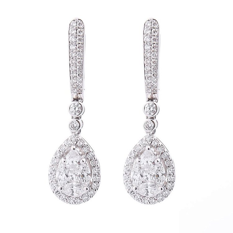 Золоті сережки "Крапельки" (діамант) сб0217pa від ювелірного магазину Онікс