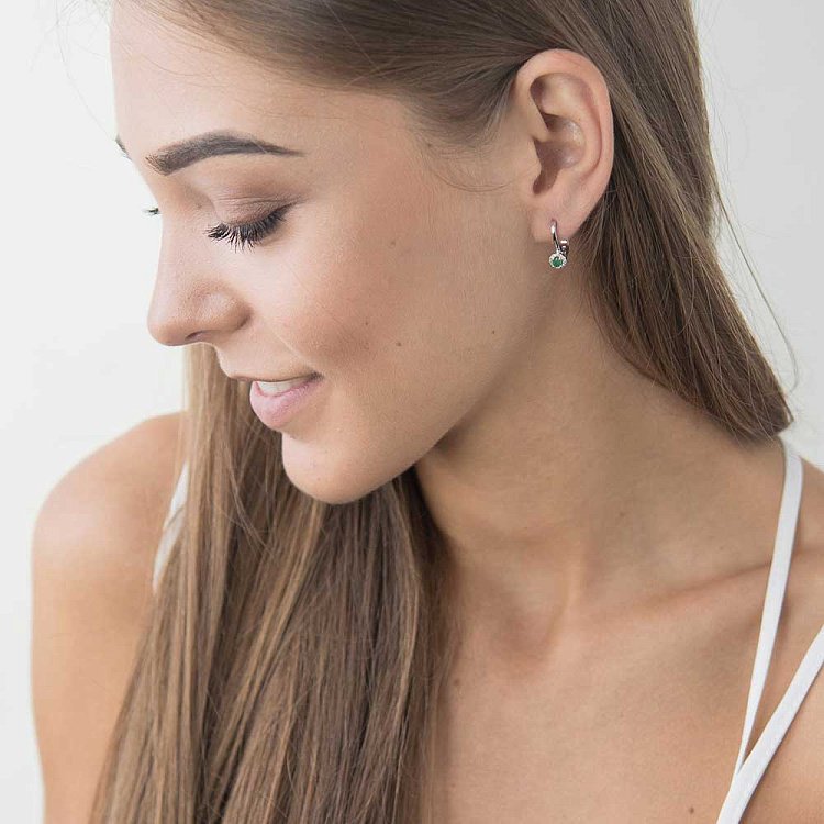 Золоті сережки з діамантами і смарагдами LDE0551-p від ювелірного магазину Онікс - 3