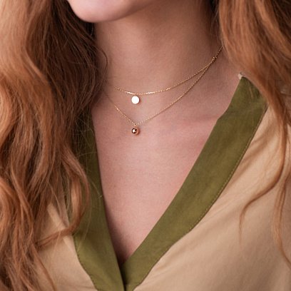 Подвійне кольє "Куля і монетка" в жовтому золоті кол01892 №2