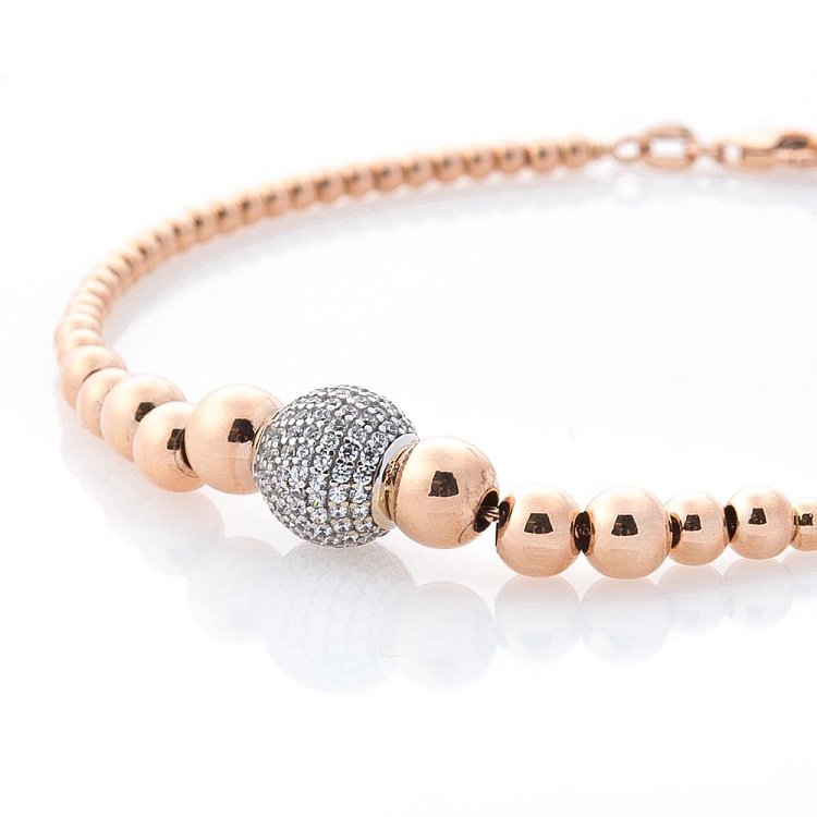 Золотой браслет с шариками (фианиты) б03587 от ювелирного магазина Оникс - 2