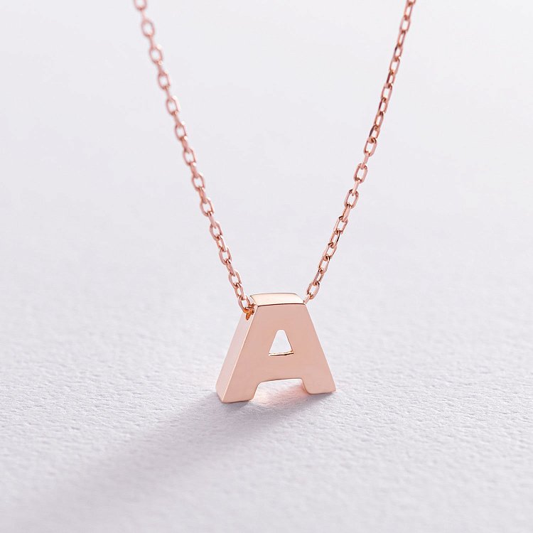Кольє з буквою "А" в червоному золоті кол01256А від ювелірного магазину Онікс