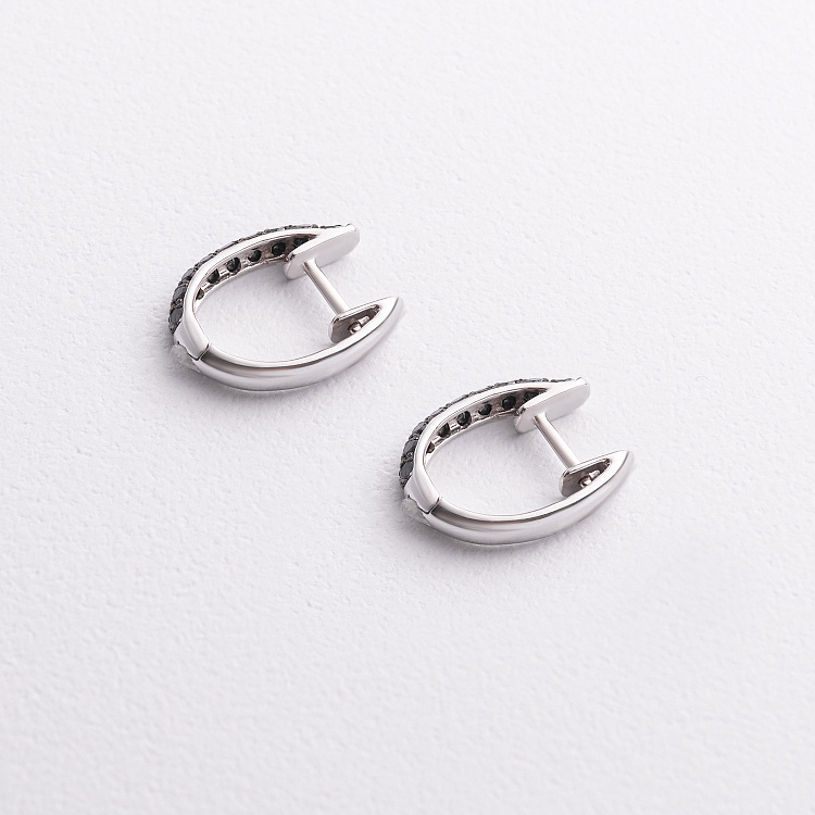 Золотые серьги с черными бриллиантами сб0252sth от ювелирного магазина Оникс - 1