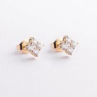 Серьги - пусеты "Fleur" в желтом золоте (бриллианты) сб0690cha от ювелирного магазина Оникс - 1