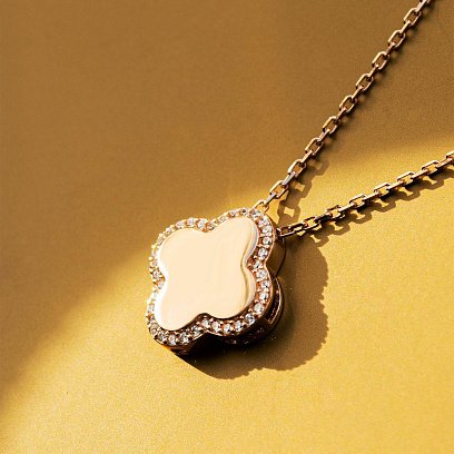 Золотое колье "Клевер" с фианитами кол01782 №8