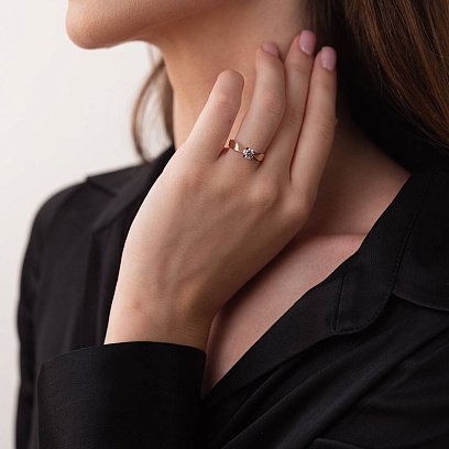 Помолвочное золотое кольцо с фианитом к03947 №3