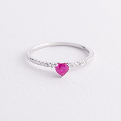 Золота каблучка "Сердечко" (діаманти, рубін) кб0623ca