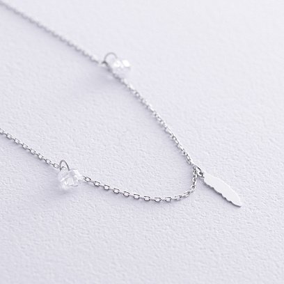 Золотой браслет "Перышки" на ногу (фианиты) б05367 №2