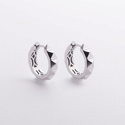 Серьги - кольца в белом золоте с09368