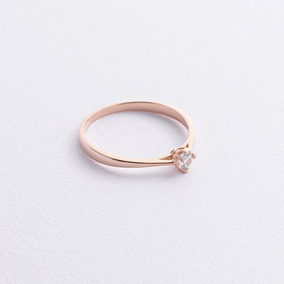 Помолвочное золотое кольцо с фианитом к08230 №2
