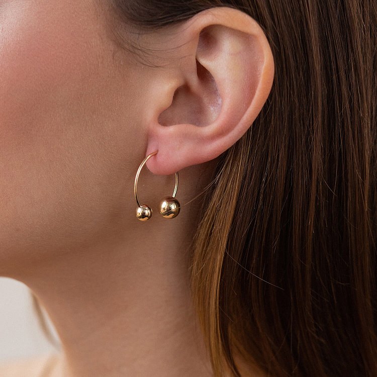 Сережки "Хельга" з кульками (жовте золото) с08233 від ювелірного магазину Онікс - 5