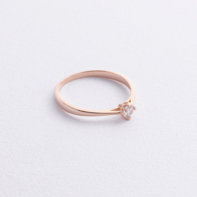 Помолвочное золотое кольцо с фианитом к08230 от ювелирного магазина Оникс - 1