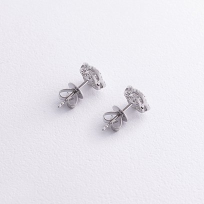 Золотые серьги - пусеты "Клевер" с бриллиантами сб0551mi №3