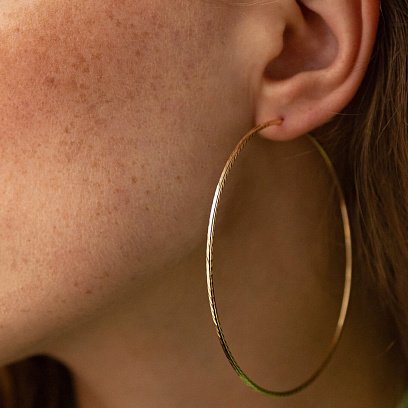 Серьги - кольца в желтом золоте (7.3 см) с08600 №3