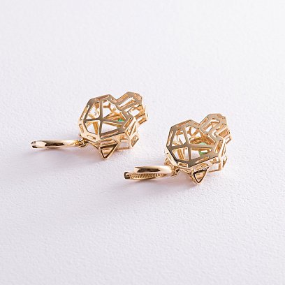 Сережки - кільця "Пантери" у жовтому золоті с08013 №5