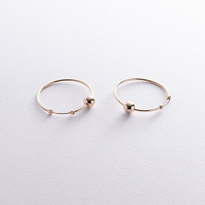 Сережки - кільця Гармонія у жовтому золоті с07315 №5