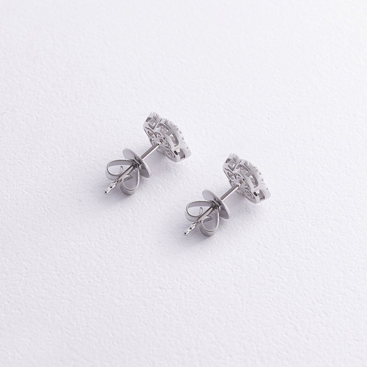 Золотые серьги - пусеты "Клевер" с бриллиантами сб0551mi от ювелирного магазина Оникс - 2