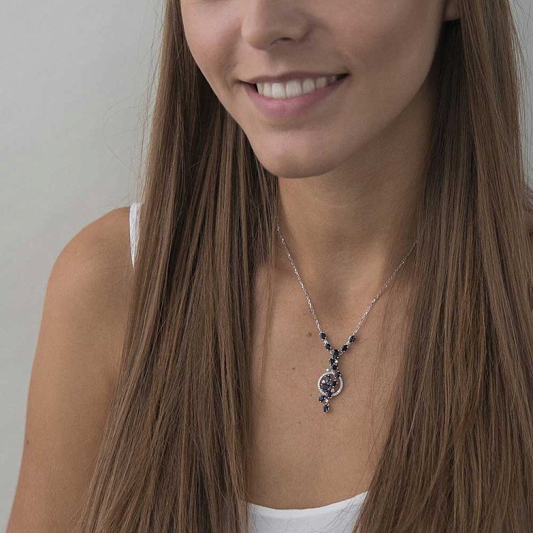 Золотое колье с сапфирами и бриллиантами кол667he от ювелирного магазина Оникс - 3