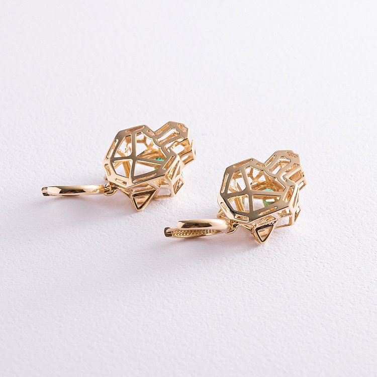 Сережки - кільця "Пантери" у жовтому золоті с08013 від ювелірного магазину Онікс - 4