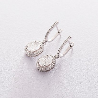 Золотые серьги с бриллиантами на английской застежке сб0317di