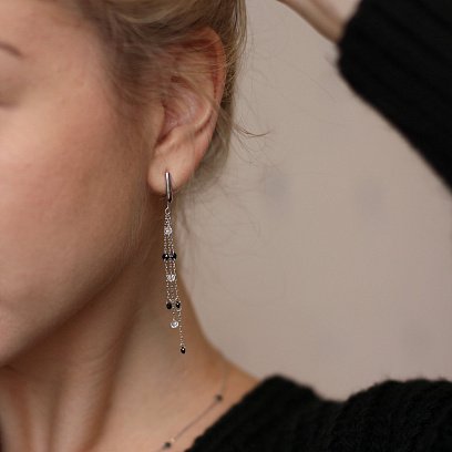 Серебряные серьги на английской застежке с фианитами 122548 №8