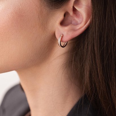 Золоті сережки - кільця з фіанітами с07988 №2