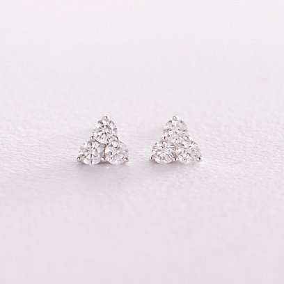 Золотые серьги - пусеты с бриллиантами сб0402mi