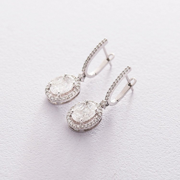 Золотые серьги с бриллиантами на английской застежке сб0317di от ювелирного магазина Оникс