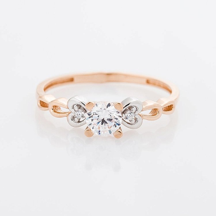 Золота заручальна каблучка з фіанітами к04903 від ювелірного магазину Онікс - 2