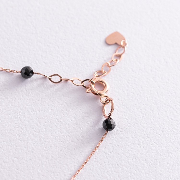 Золотий браслет "Сердечка" на ногу (фіаніти) б04882 від ювелірного магазину Онікс - 3