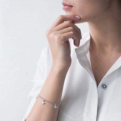 Срібний браслет з метеликами (фіаніт) 141336 №2