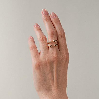 Каблучка "Кульки" у жовтому золоті к08246 №2