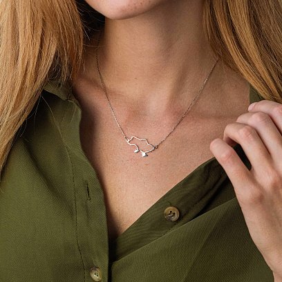 Колье "Карта Украины" в белом золоте 4034б №5