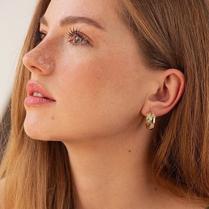 Серьги "Змеи" с фианитами (желтое золото) с09051 №2