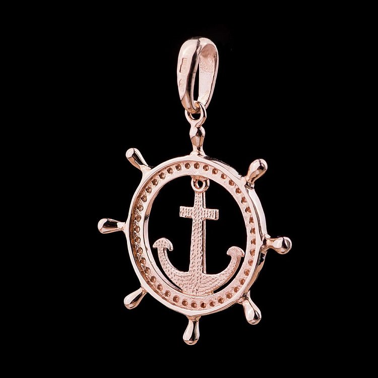 Золотая подвеска "Якорь" п02761 от ювелирного магазина Оникс - 1